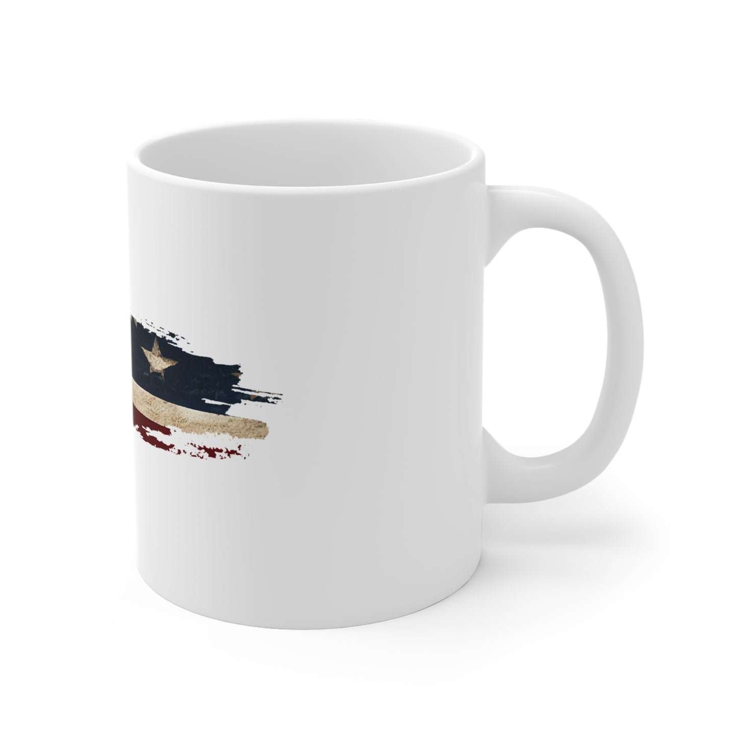 Desert Stone USA Flag Brush Stroke Mug – Earthy American Flag Coffee Cup – Weathered Natural Patriotic Design Mug 11oz