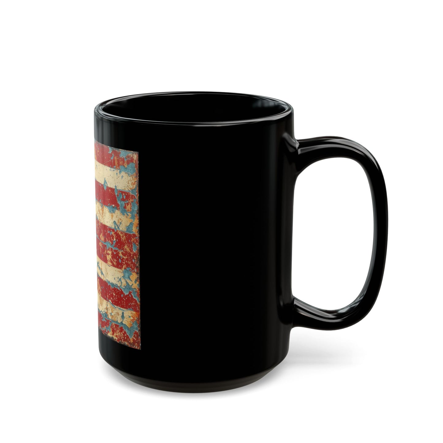 Distressed American Flag Black Mug — Vintage USA Coffee Cup (11oz/15oz)