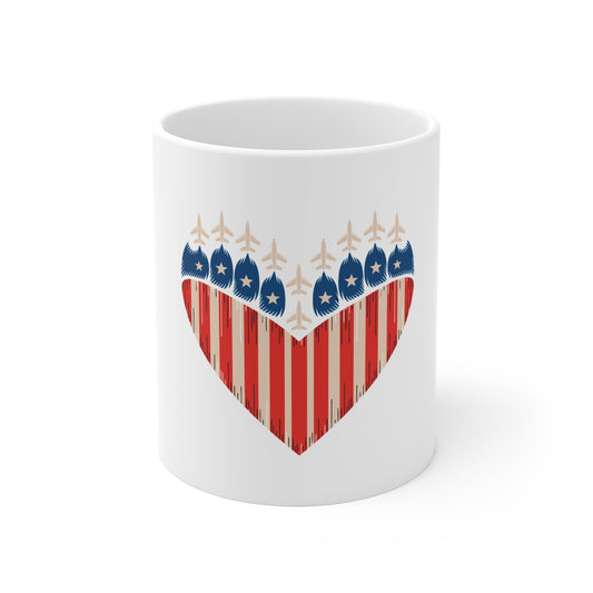 Patriotic Heart Mug — American Flag Heart Coffee Cup (11oz)