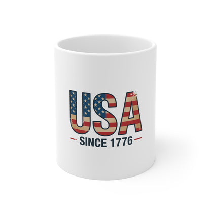 USA Since 1776 11oz Coffee Mug – American Flag Patriotic Independence Day Gift