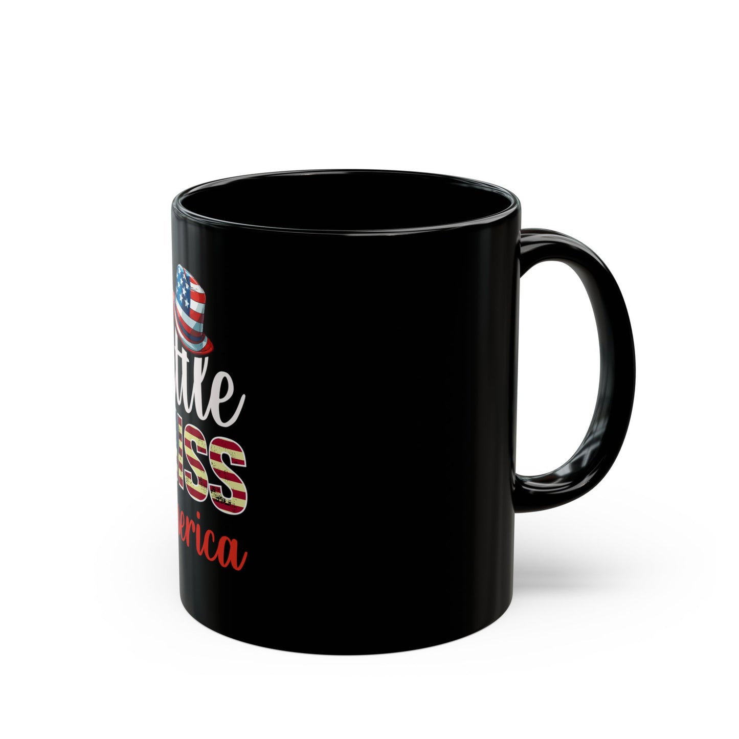 Little Miss America Coffee Mug – Patriotic Girl USA Mug – Red White Blue Cute Americana Cup – 4th of July Gift Black Mug (11oz, 15oz)