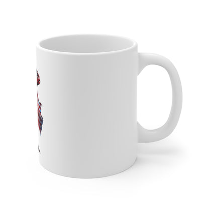 Patriotic Soldier Silhouette Coffee Mug – American Flag Warrior Mug – USA Military Tribute Mug 11oz