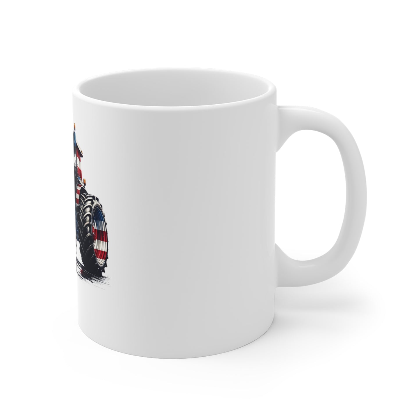 Patriotic Tractor Coffee Mug – American Flag Farm Tractor Mug – Bold USA Workhorse Cup – Farmer Pride Gift Mug – Red White Blue Tractor Mug Mug 11oz