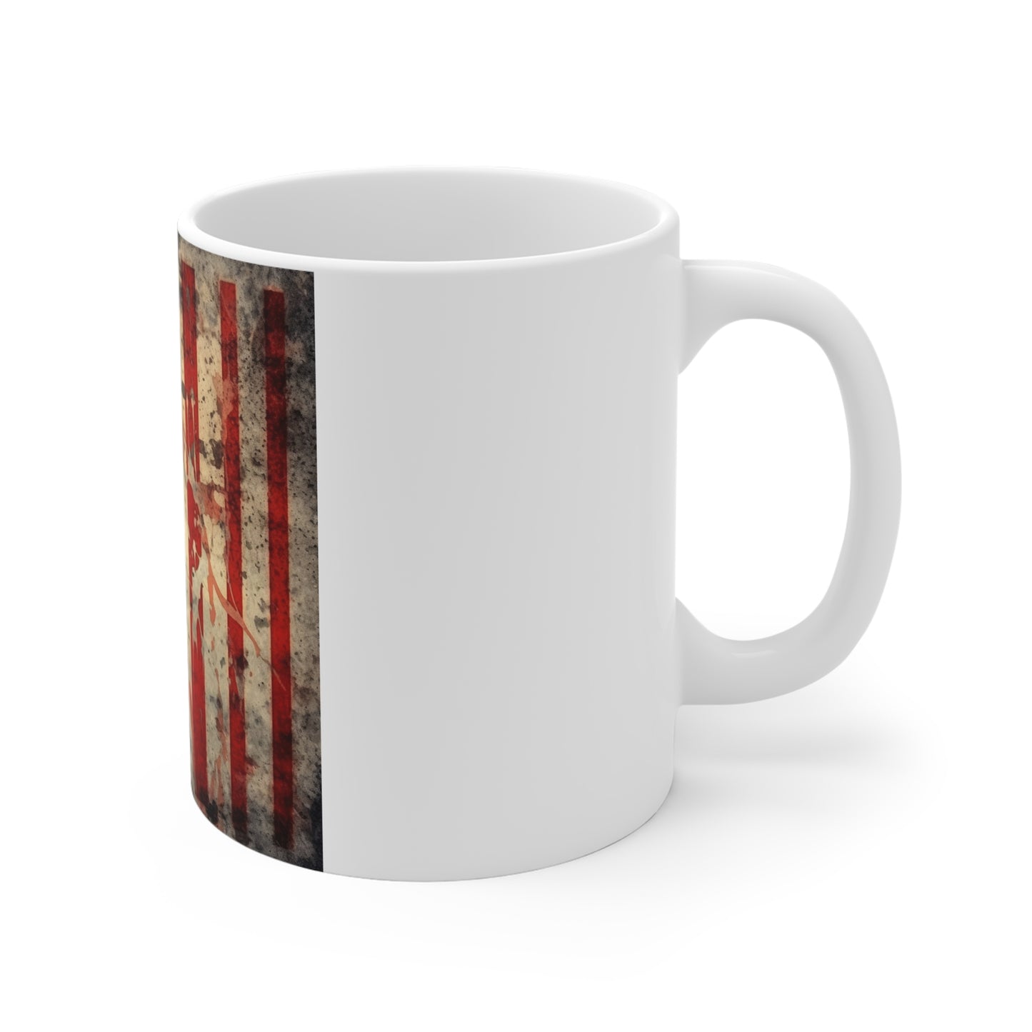 Distressed American Flag Coffee Mug – Paint Splatter USA Flag Mug – Grunge Patriotic Mug – Artistic Americana Gift 11oz