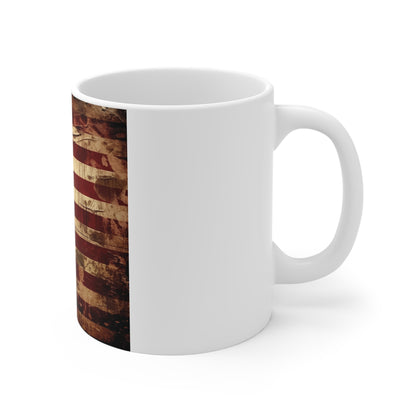 Extreme Distressed American Flag Coffee Mug – Ultra Grunge USA Flag Mug – Weathered & Torn Patriotic Mug – Bold Americana Gift11oz
