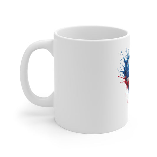 American Flag Heart Mug – Patriotic Drip Heart 11oz Coffee Cup