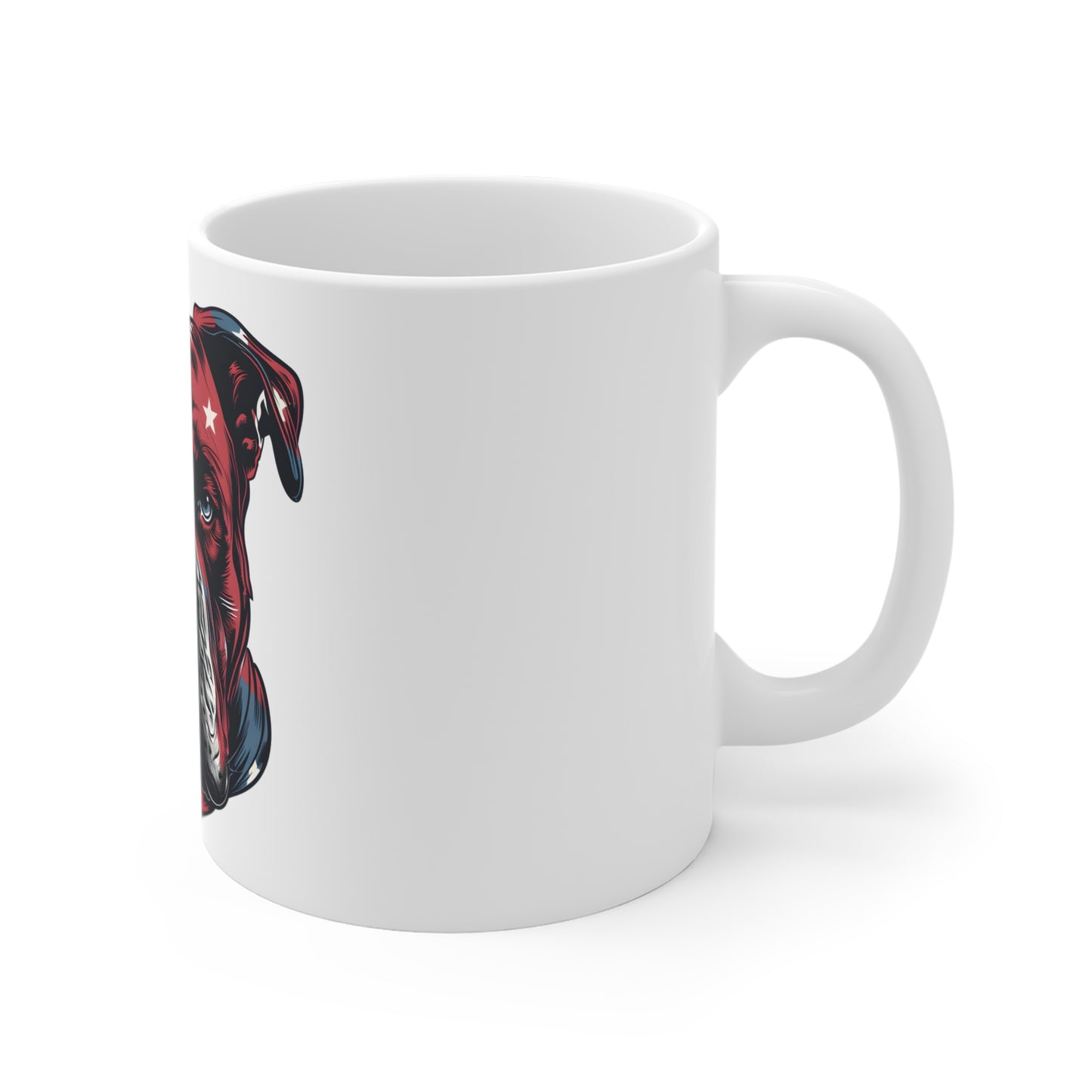 Patriotic Bulldog Coffee Mug – American Flag Bulldog Face Mug – Strong USA Dog Art Cup – Bold 4th of July Gift Mug 11oz