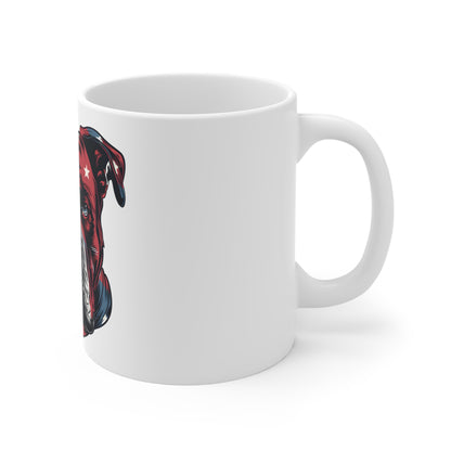Patriotic Bulldog Coffee Mug – American Flag Bulldog Face Mug – Strong USA Dog Art Cup – Bold 4th of July Gift Mug 11oz