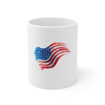 American Flag Wave Mug — Patriotic 11oz Coffee Cup