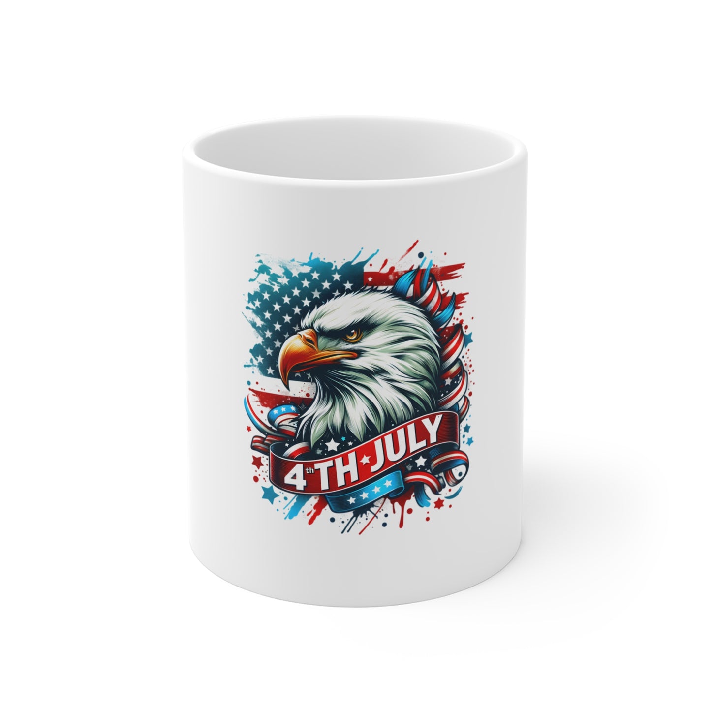 4th of July Eagle Coffee Mug — Patriotic USA Flag 11oz Ceramic Mug