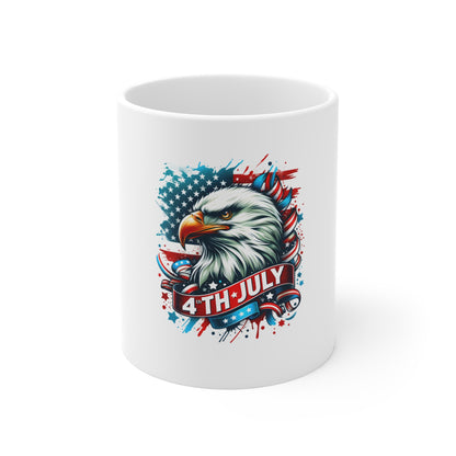 4th of July Eagle Coffee Mug — Patriotic USA Flag 11oz Ceramic Mug