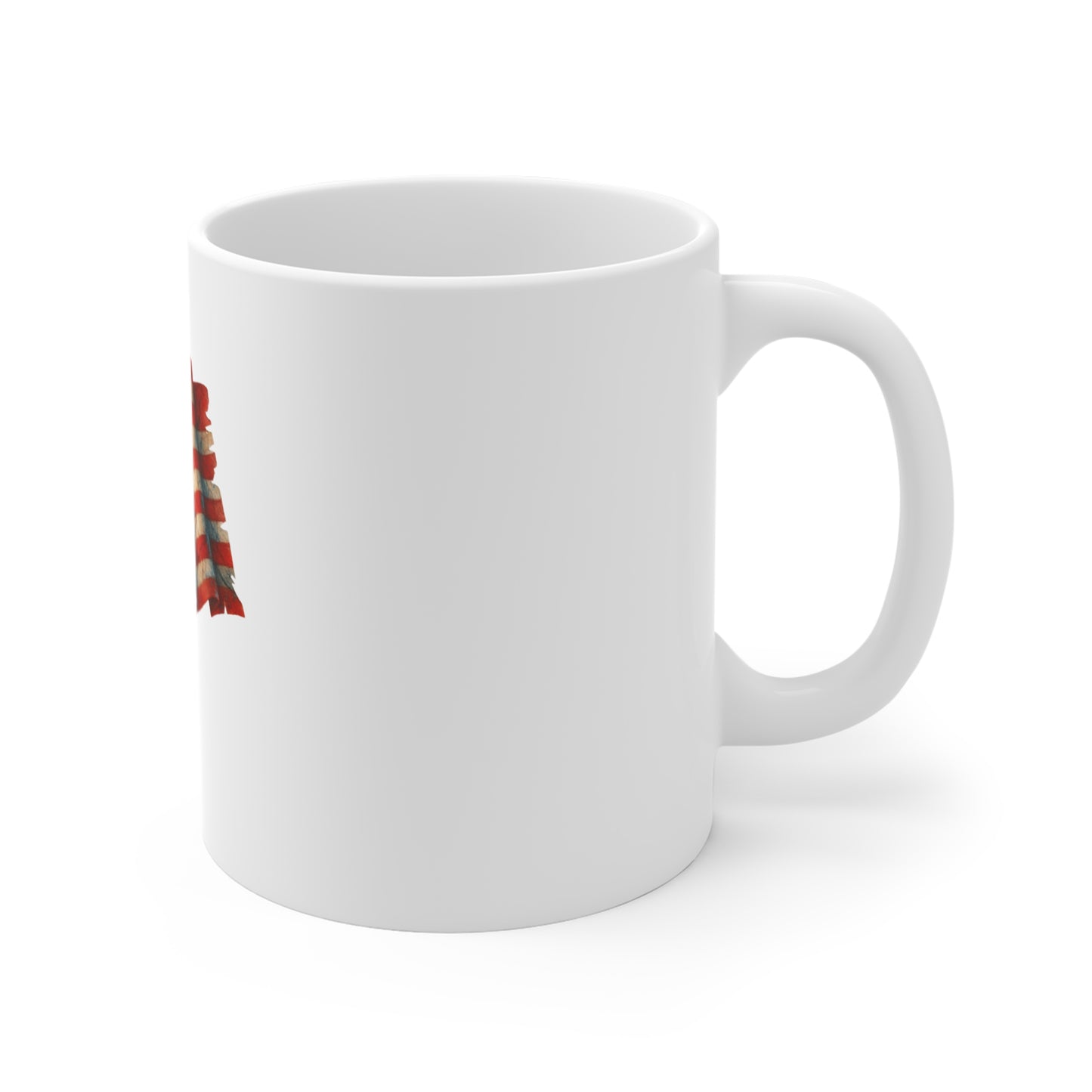American Flag Ceramic Mug — Vintage USA Patriotic 11oz Coffee Cup