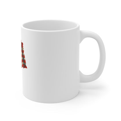 American Flag Ceramic Mug — Vintage USA Patriotic 11oz Coffee Cup