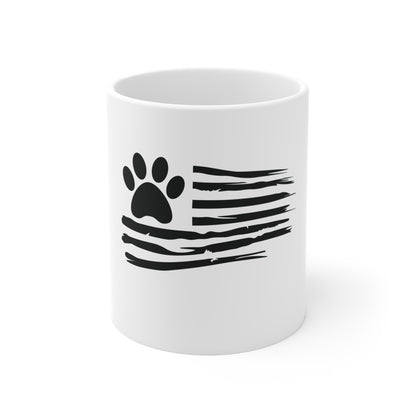 Stealth Paw American Flag Coffee Mug – Blacked Out USA Flag Dog Paw Mug – Minimalist Patriotic Pet Lover Cup – Subtle Freedom Gift Mug Mug 11oz