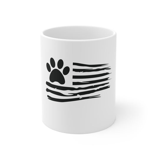 Stealth Paw American Flag Coffee Mug – Blacked Out USA Flag Dog Paw Mug – Minimalist Patriotic Pet Lover Cup – Subtle Freedom Gift Mug Mug 11oz