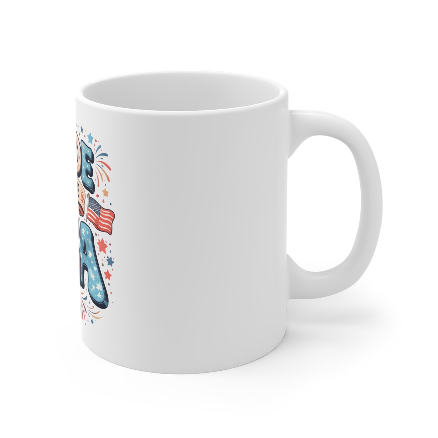 Made in the USA Mug – Patriotic Retro Coffee Mug – Red White Blue Americana Cup – 4th of July Gift Mug 11oz