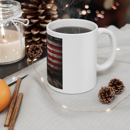 Rustic American Flag Coffee Mug – Wood Plank USA Flag Mug – Distressed Patriotic Mug – Vintage Americana Coffee Cup American Flag Rustic 11oz Mug — Vintage USA Patriot Coffee Cup for Veterans & Fourth...