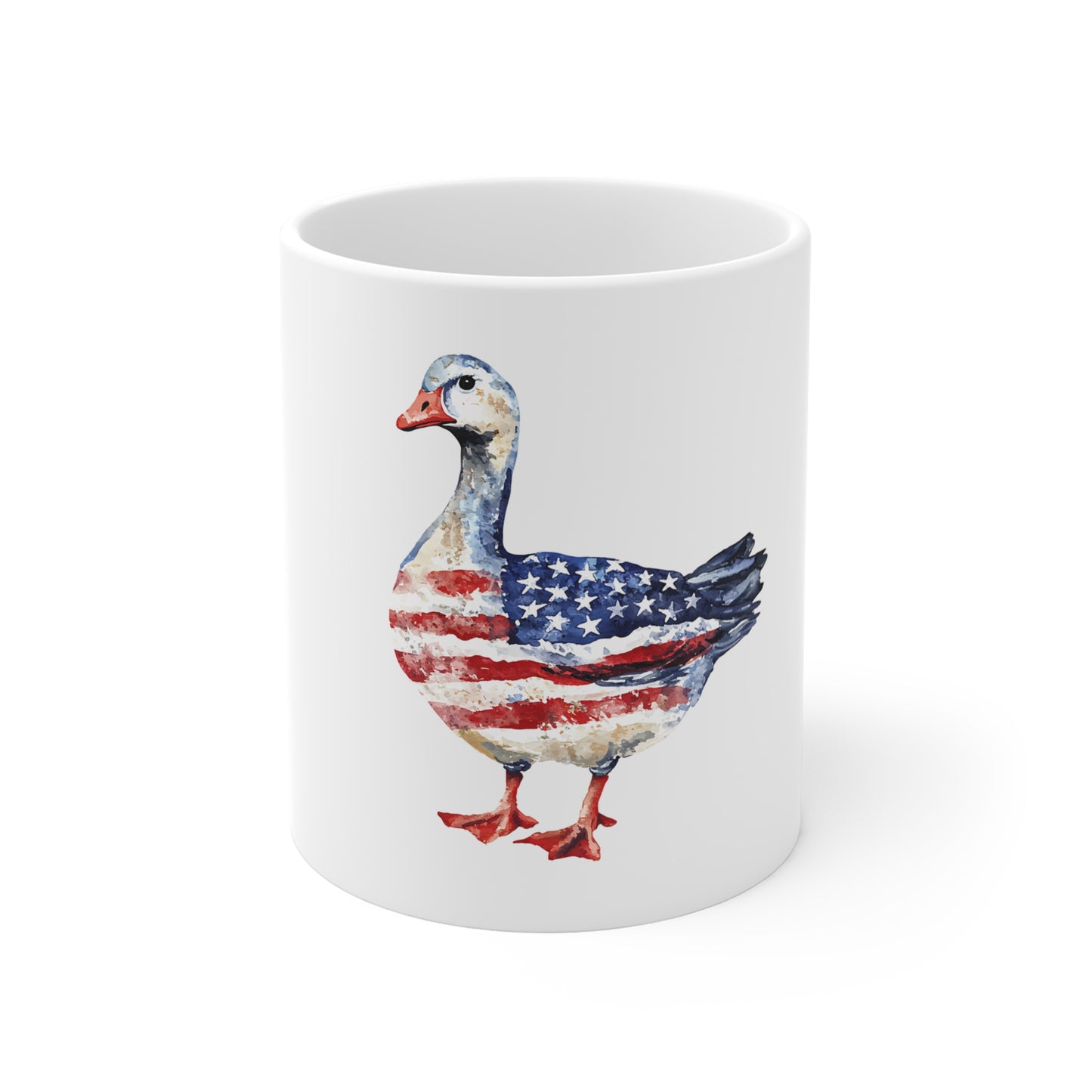 American Flag Goose Mug — Patriotic 11oz Coffee Cup