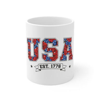 USA EST. 1776 11oz Mug — Patriotic American Flag Coffee Cup for 4th of July