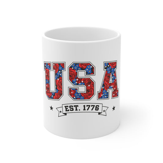 USA EST. 1776 11oz Mug — Patriotic American Flag Coffee Cup for 4th of July