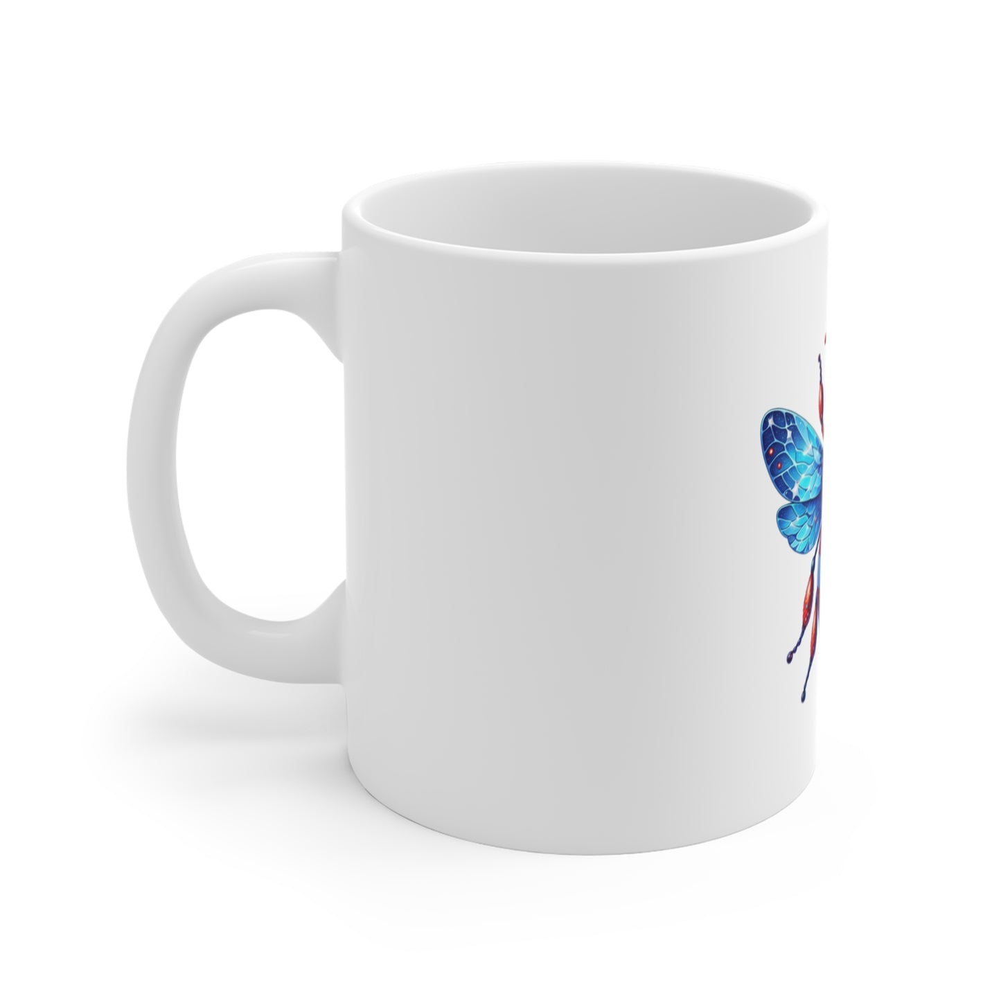 Patriotic Bee Mug — 11oz American Flag Insect Coffee Cup