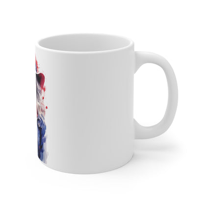 Patriotic Watercolor Cowgirl Mug – Bold Americana Woman Coffee Mug – Red White Blue Hat Art Cup – Western Style Patriotic Mug – Gift for Her Patriotic Cowgirl 11oz Coffee Mug — American Flag Hat...