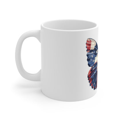 Patriotic Textured Butterfly Mug – Red White Blue Detailed Wing Coffee Mug – Americana Nature Art Cup – Premium USA Gift Mug Mug 11oz