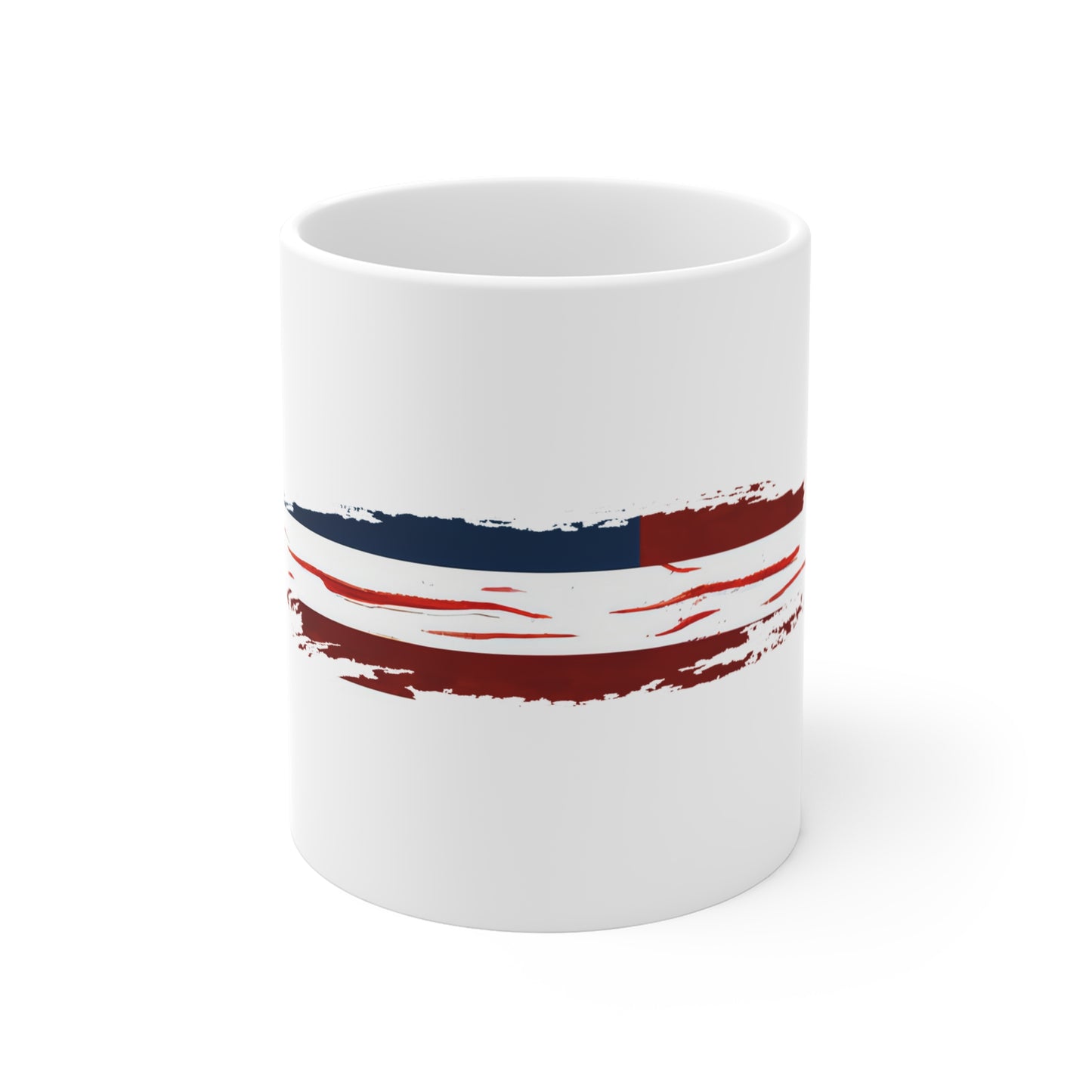 Minimal Red Stripe American Flag Mug – Clean USA Brush Stroke Coffee Cup – Modern Patriotic Design Mug 11oz