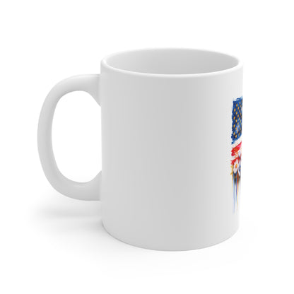 Patriotic Daisy American Flag Mug — 11oz Floral USA Coffee Cup