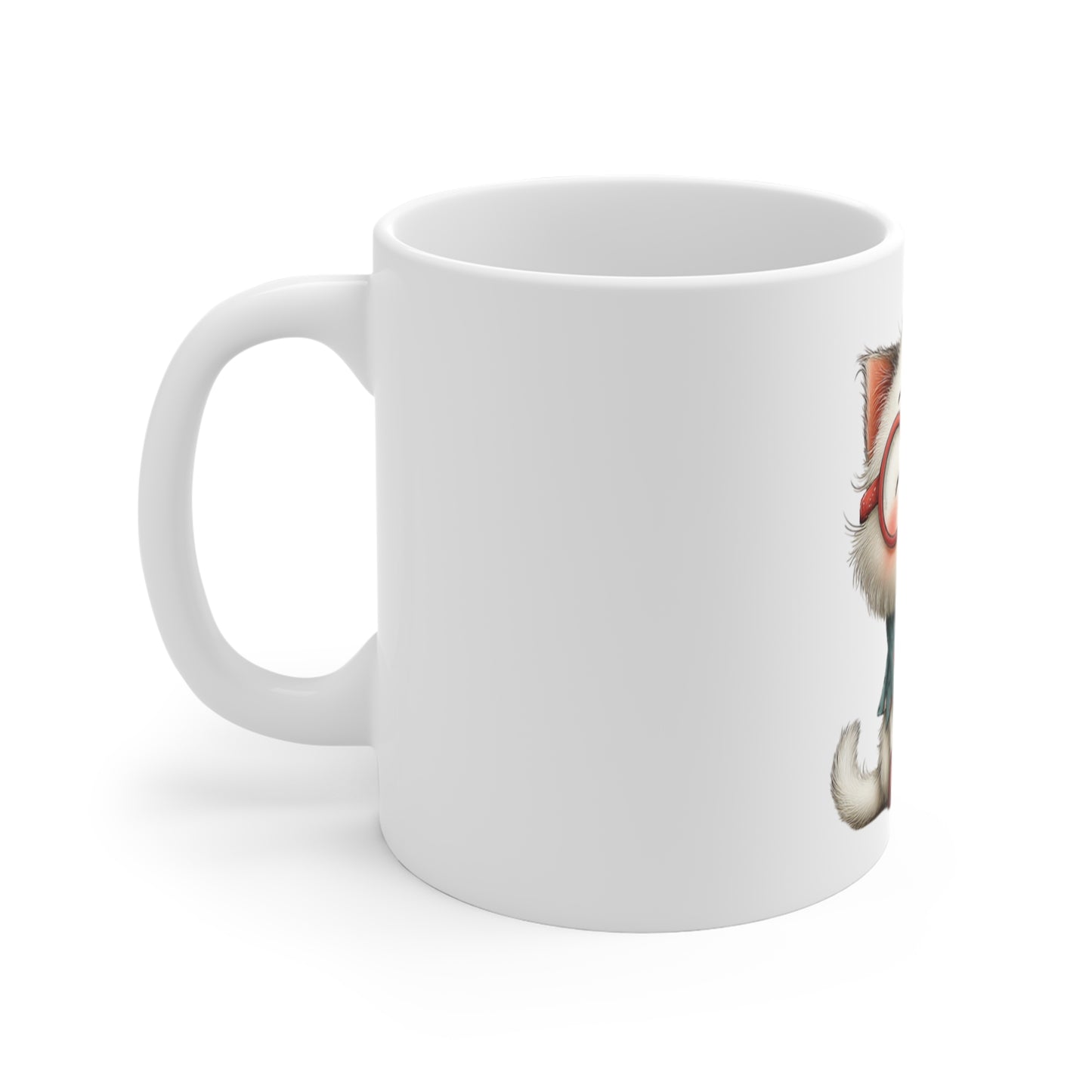 Cute Patriotic Kitten with Glasses Mug – Nerdy Cat Americana Coffee Mug – Red White Blue Cat Lover Gift – Adorable Smart Cat Mug Cute Kitty Mug — Adorable Cat with Glasses and Scarf 11oz