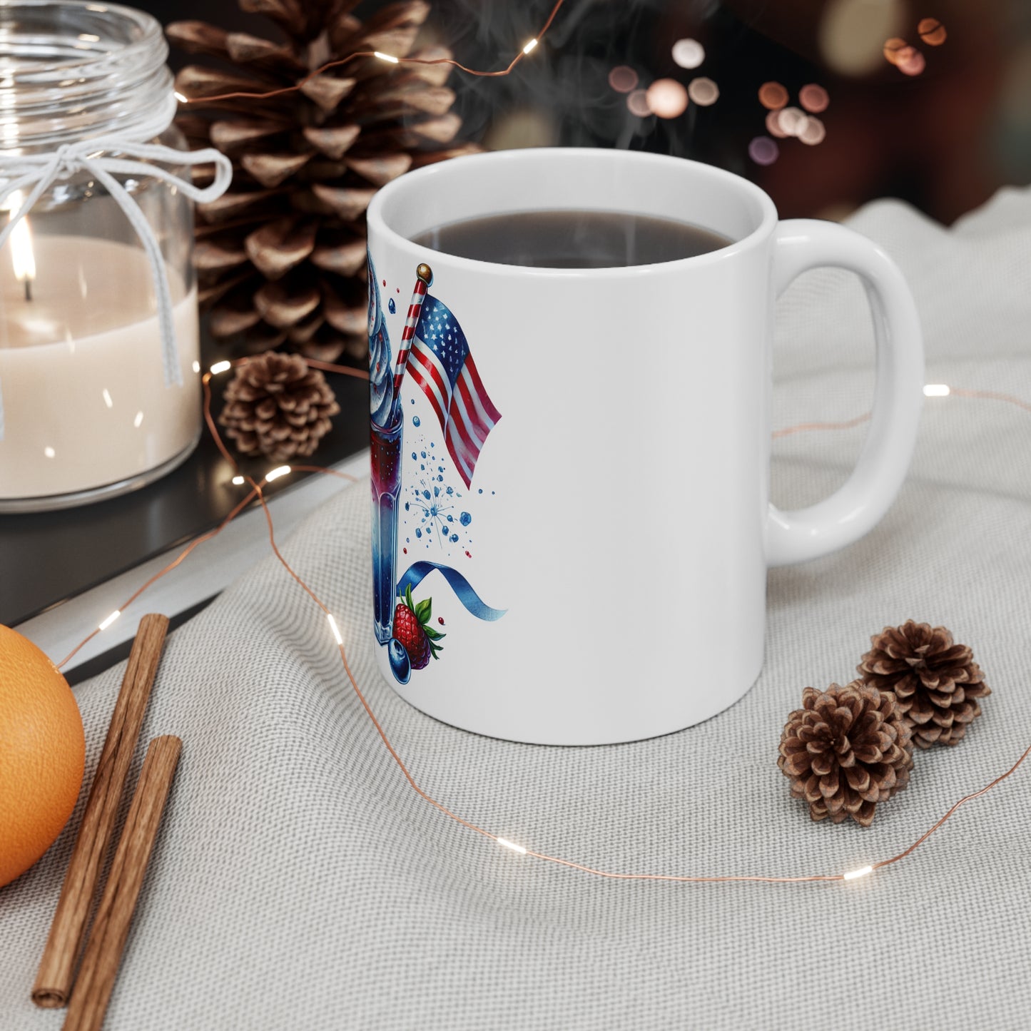 Patriotic Milkshake Coffee Mug – Red White Blue Dessert Mug – 4th of July Fireworks Cup – Americana Berry Shake Mug – Festive Gift Mug Patriotic Red White Blue Milkshake Mug – 11oz Fourth of July...