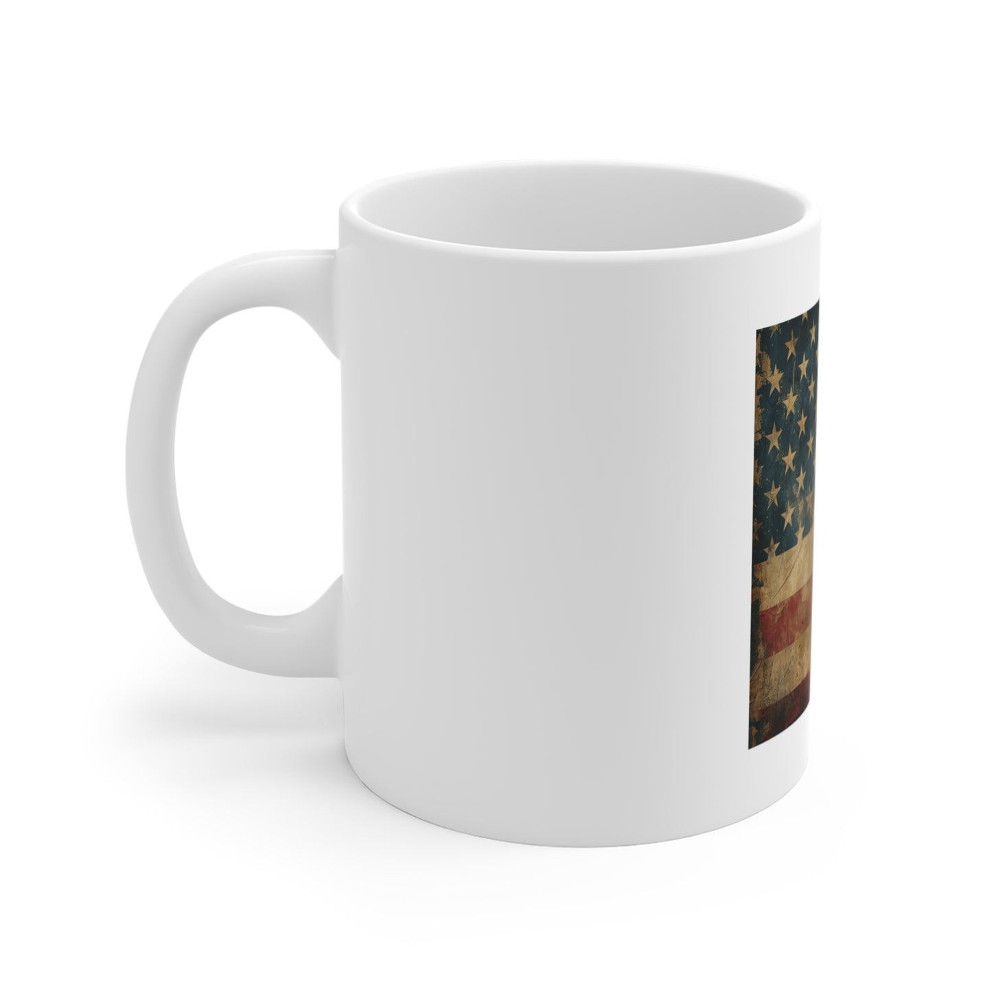 Vintage American Flag Coffee Mug – Heavily Distressed USA Flag Mug – Rustic Patriotic Coffee Cup – Antique Americana Heritage Gift Vintage American Flag Mug — Rustic Patriotic 11oz Coffee Cup (Fourth...