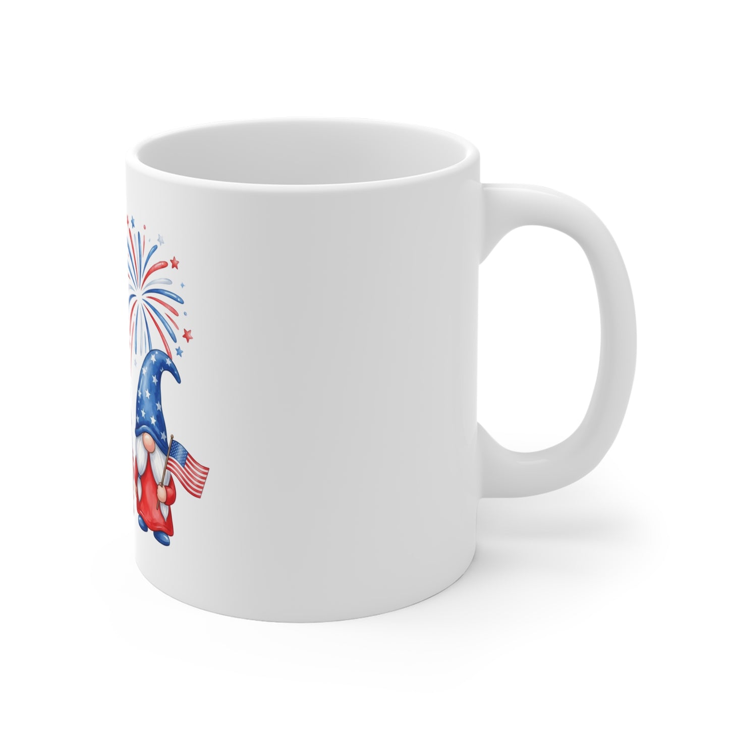 4th of July Gnome Mug – Patriotic Fireworks 11oz Coffee Cup