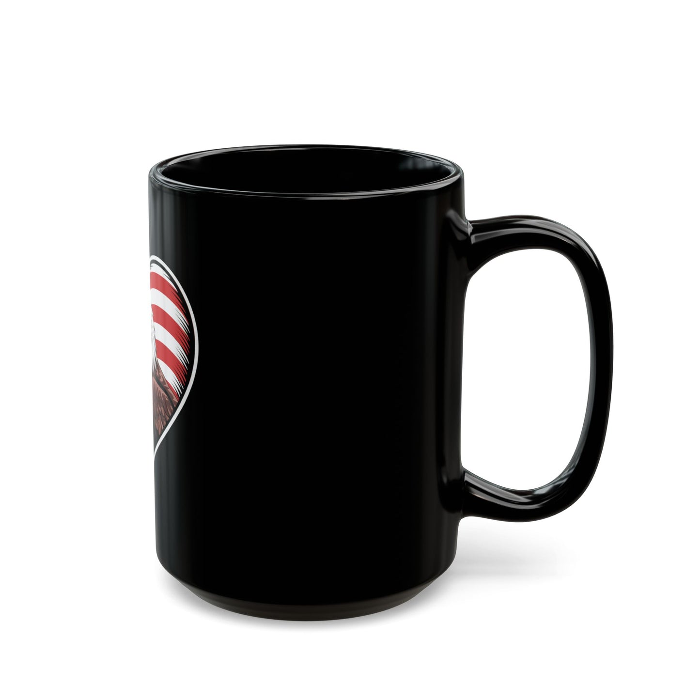 Patriotic Eagle Heart Coffee Mug – American Flag Heart with Bald Eagle – USA Pride Mug – Red White Blue Gift Mug Black Mug (11oz, 15oz)