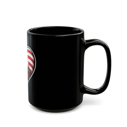 Patriotic Eagle Heart Coffee Mug – American Flag Heart with Bald Eagle – USA Pride Mug – Red White Blue Gift Mug Black Mug (11oz, 15oz)