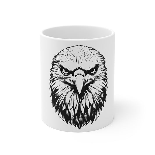 Detailed Bald Eagle Coffee Mug – Realistic American Eagle Face Mug – Bold USA Wildlife Design Cup – Patriotic Freedom Gift Mug Mug 11oz