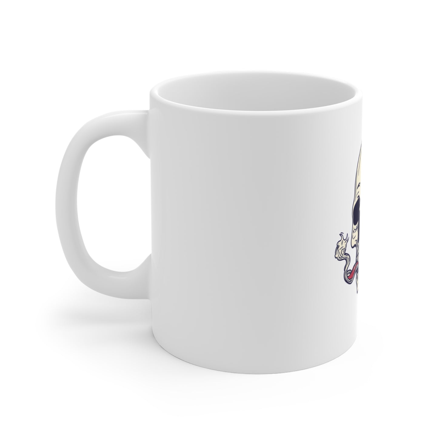 11oz Skull Mug with American Flag Brain — Patriotic Smoking Skull Coffee Cup