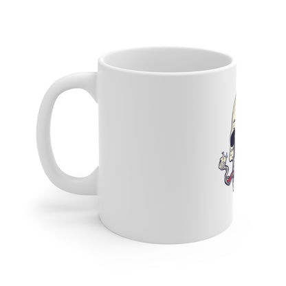 11oz Skull Mug with American Flag Brain — Patriotic Smoking Skull Coffee Cup