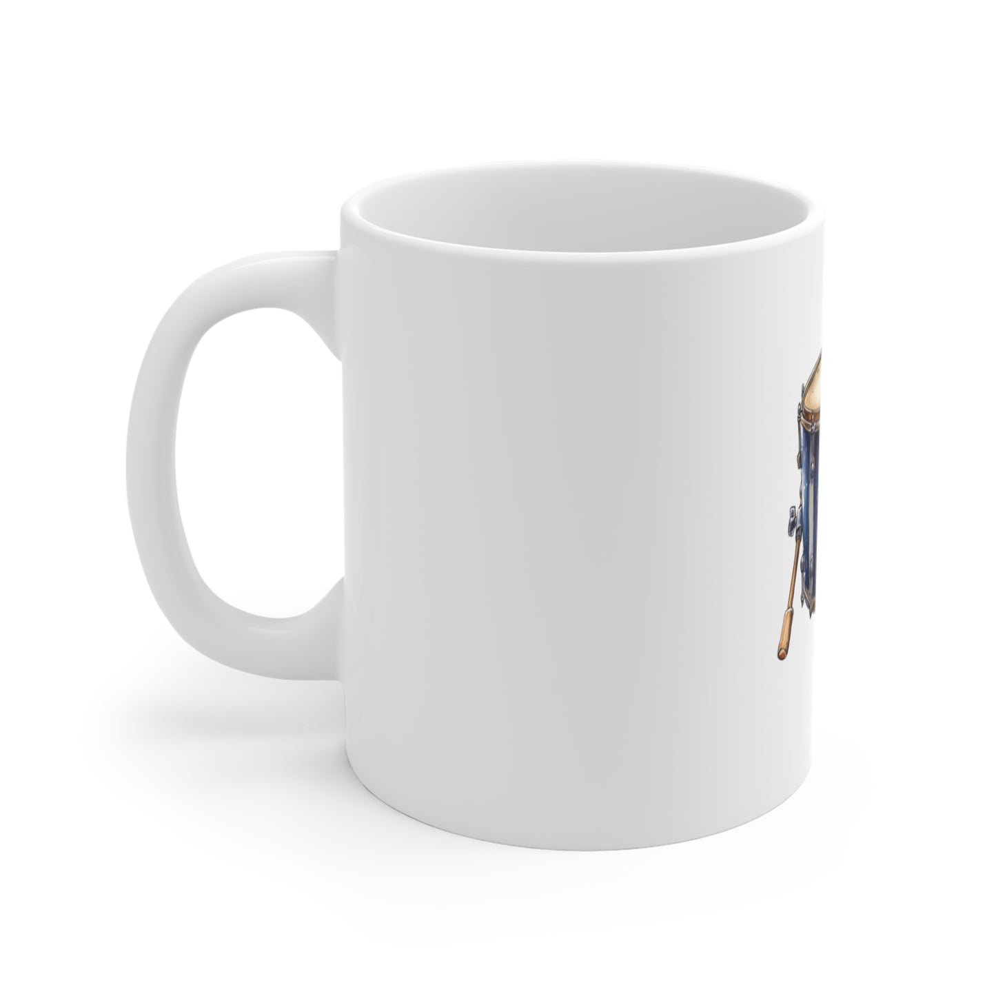 Drum with French Flag 11oz Ceramic Mug — Patriotic Musician Coffee Cup