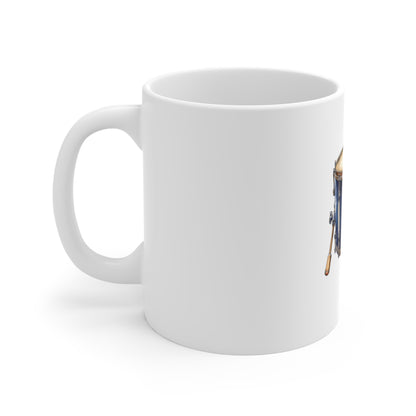 Drum with French Flag 11oz Ceramic Mug — Patriotic Musician Coffee Cup