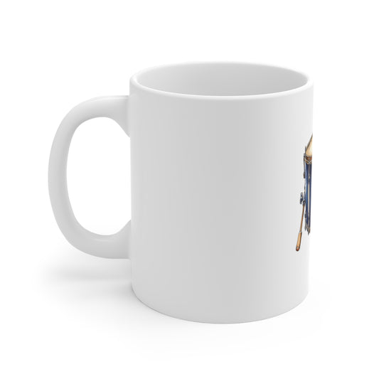 Drum with French Flag 11oz Ceramic Mug — Patriotic Musician Coffee Cup