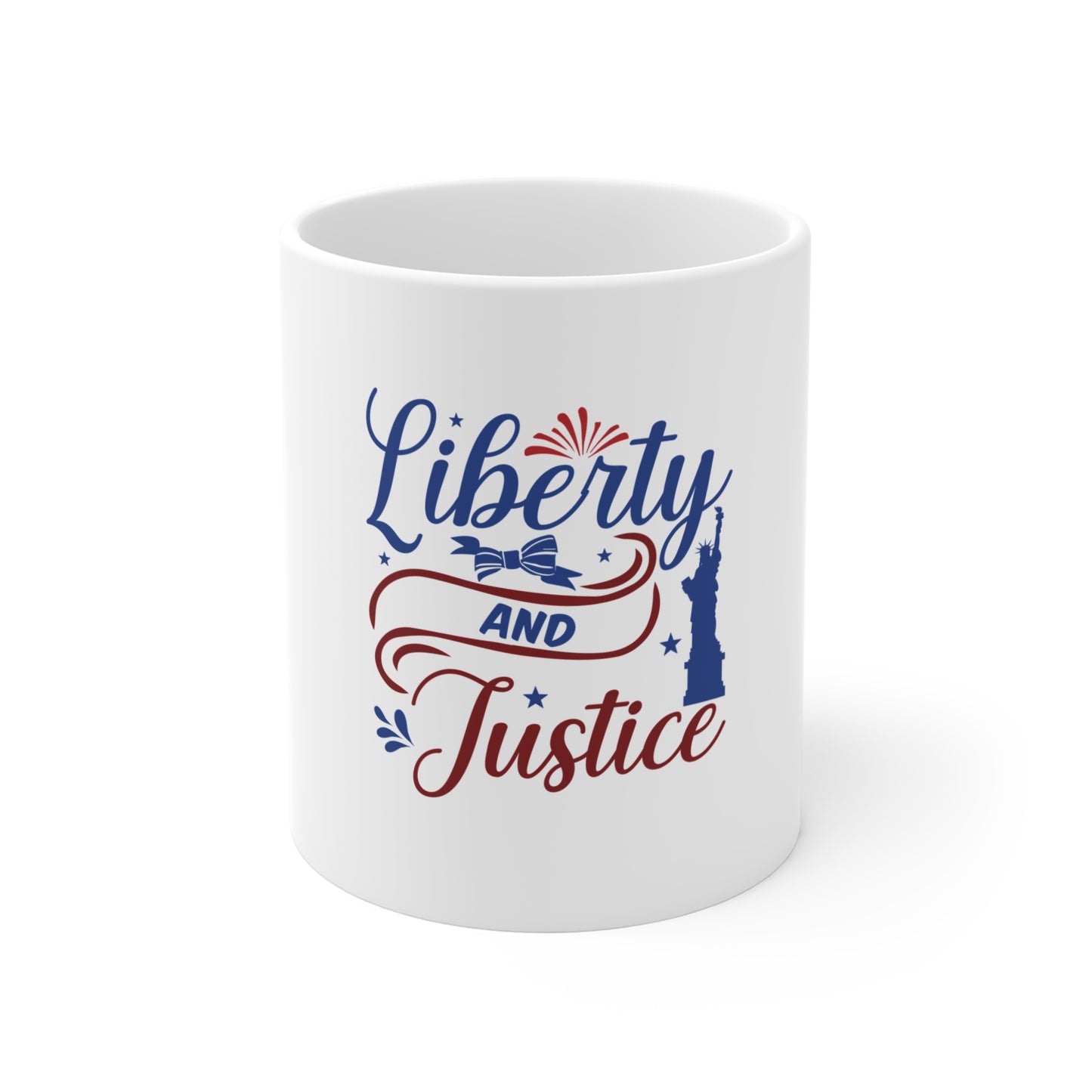 Liberty and Justice Mug — Patriotic 11oz Coffee Cup (Statue of Liberty)