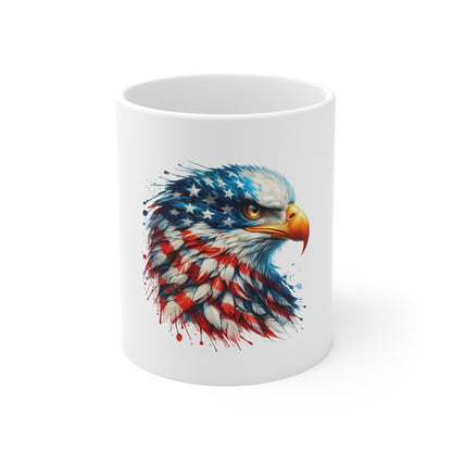 American Flag Eagle 11oz Mug — Patriotic Bald Eagle Coffee Cup