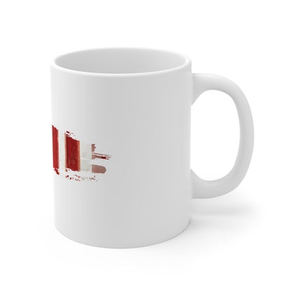Burnt USA Flag Brush Stroke Mug – Weathered Freedom Coffee Cup – Distressed American Resilience Design Mug 11oz