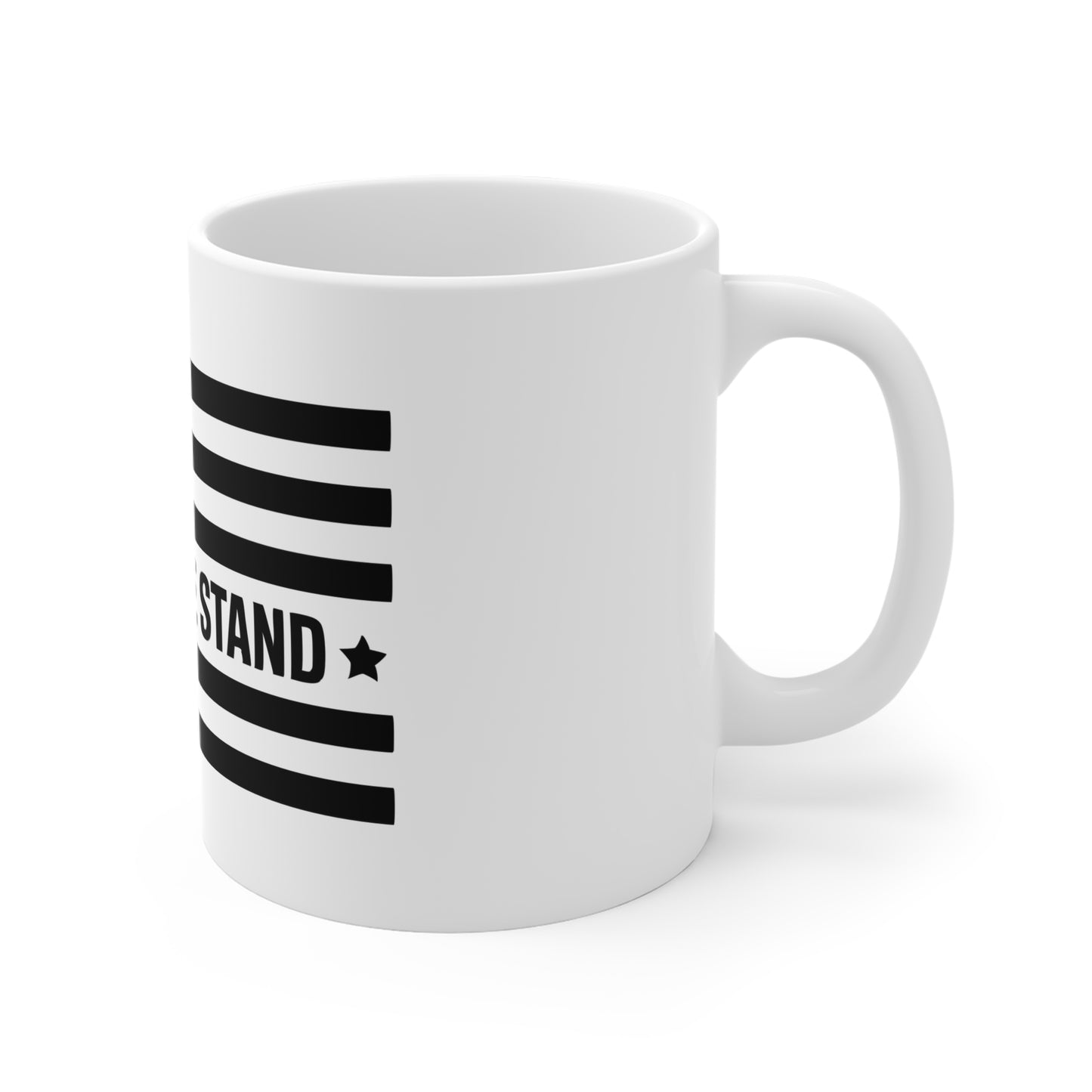 Mug — "United We Stand" Black & White American Flag 11oz Ceramic Mug