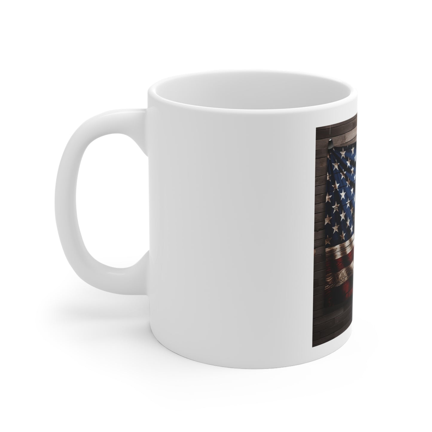 Rustic Hanging American Flag Coffee Mug – Wood Grain USA Flag Mug – Distressed Patriotic Banner Mug – Vintage Americana Coffee Cup Distressed American Flag Mug — Rustic Patriotic 11oz Coffee Cup...