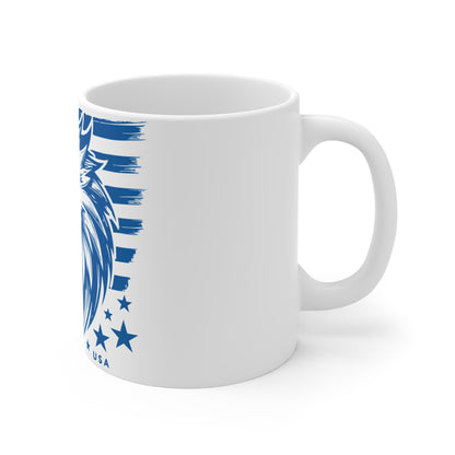 Patriotic Eagle Head Coffee Mug – USA Flag Eagle Graphic Mug – Bold American Pride Cup – Freedom Eagle Art Mug 11oz