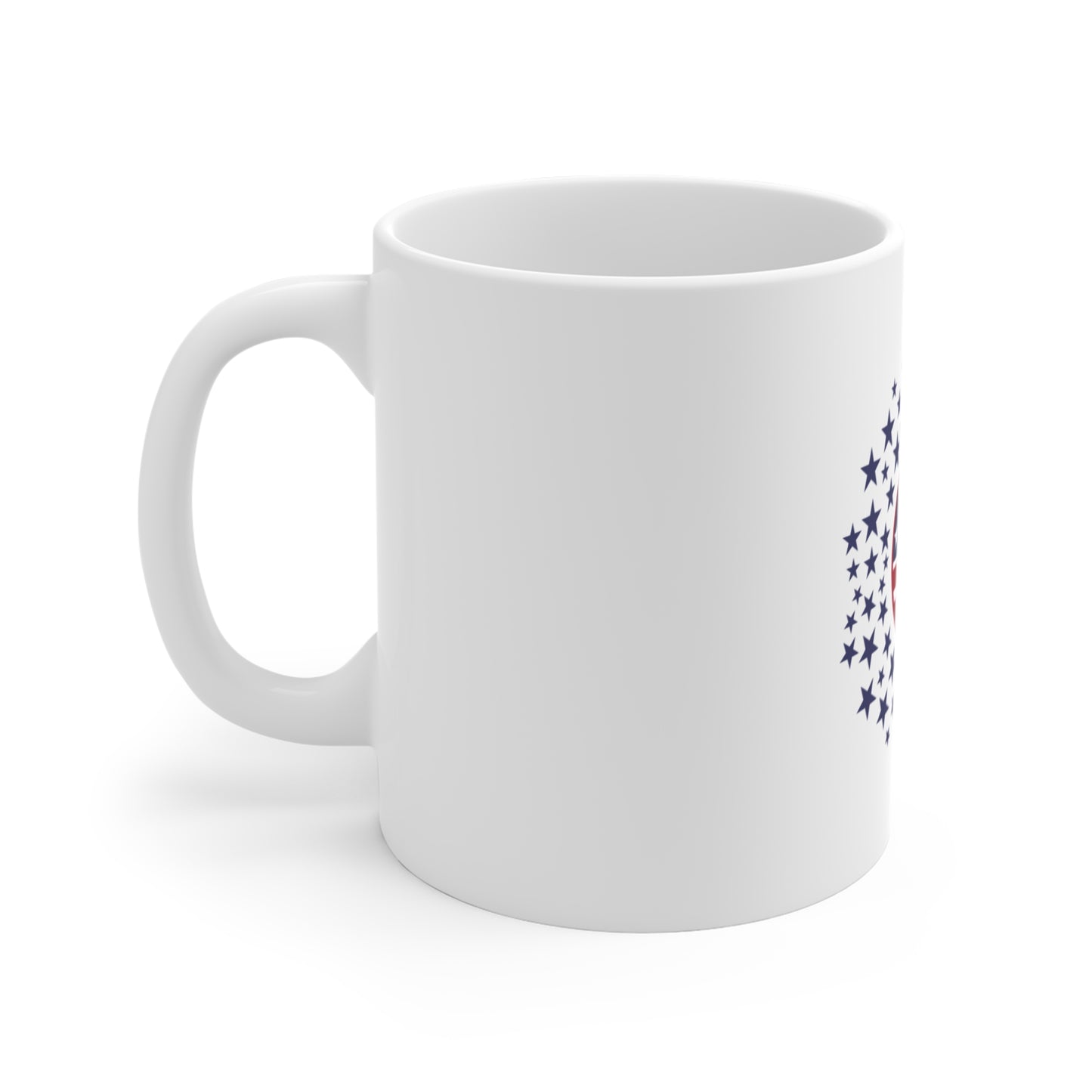 Patriotic Sunflower Coffee Mug – American Flag Floral Mug – Minimal USA Flower Design – Red White Blue Mug 11oz