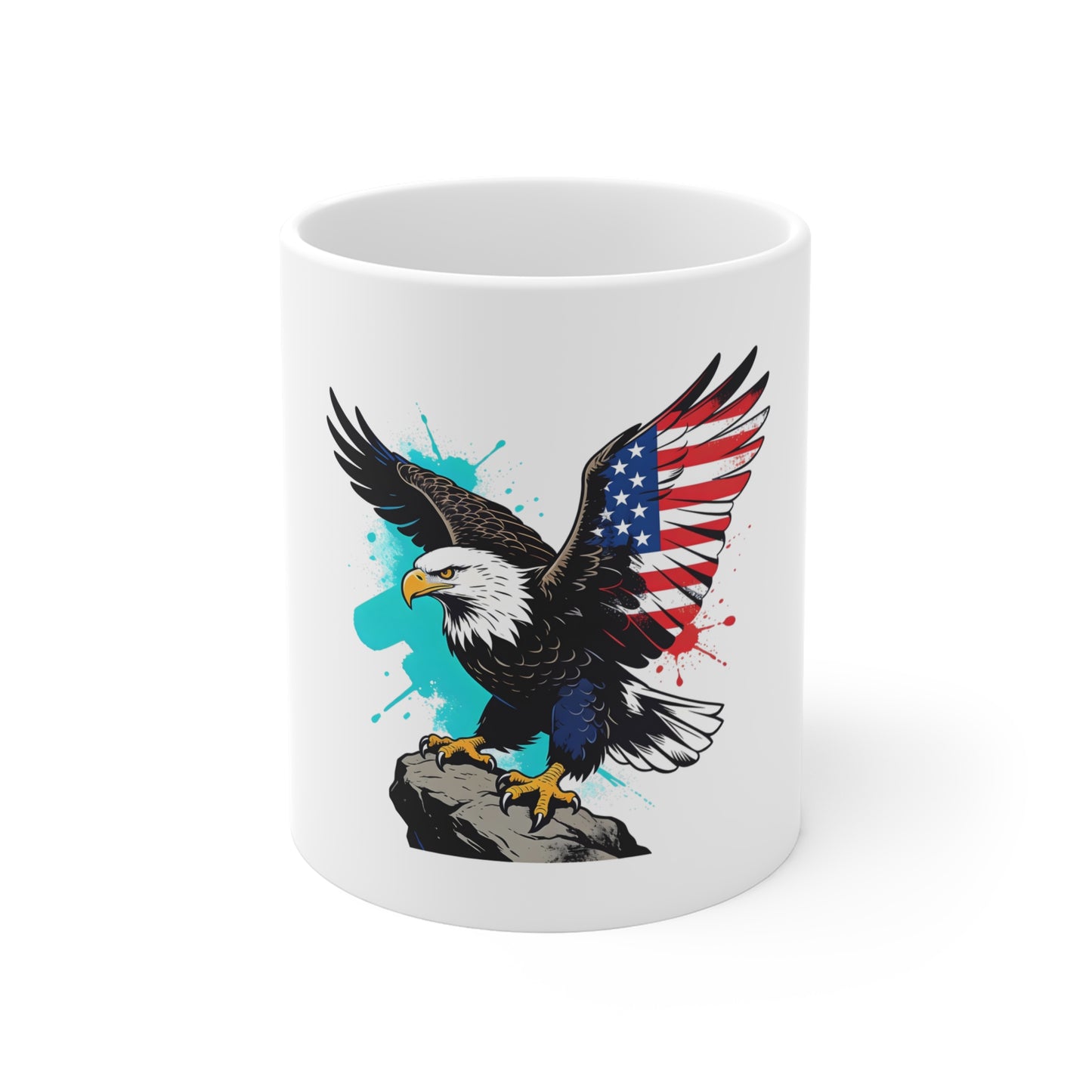 Patriotic Bald Eagle Coffee Mug – American Flag Wing 11oz
