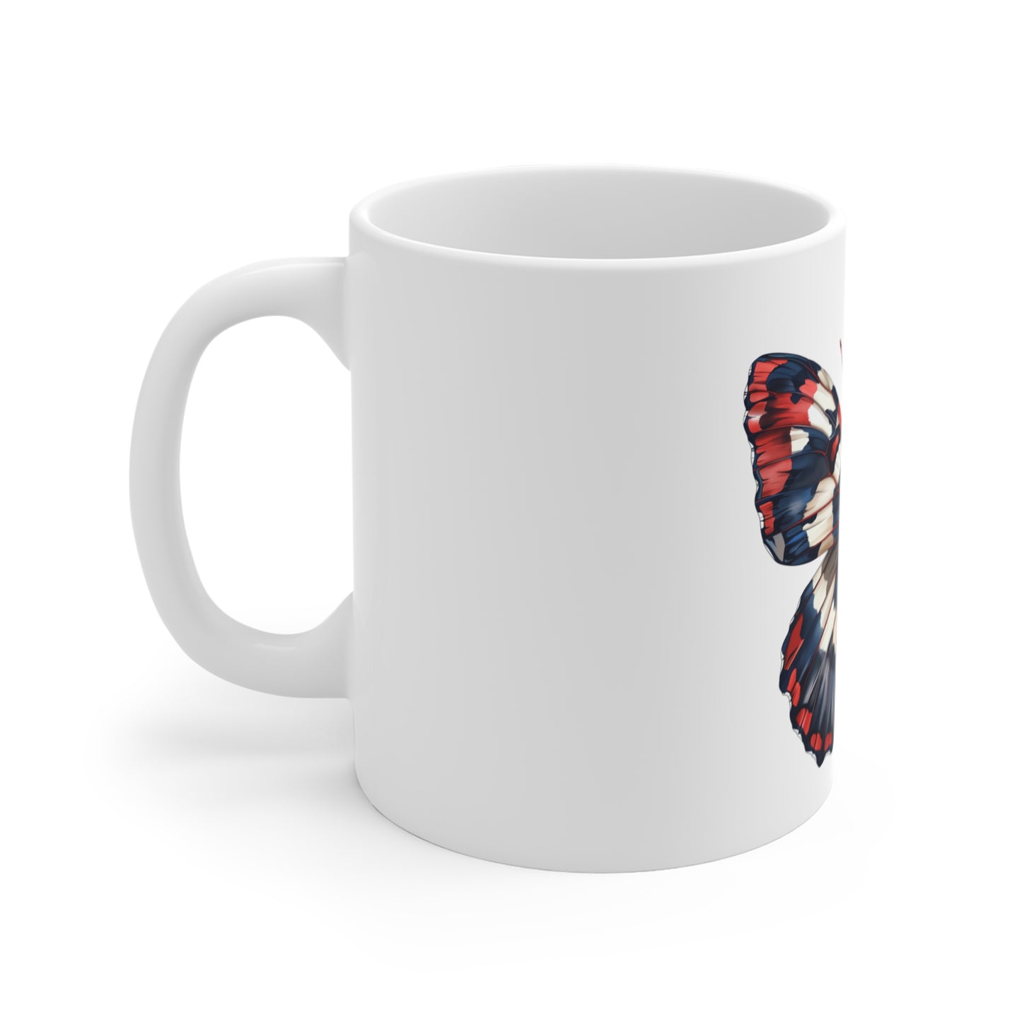 Patriotic Deep Tone Butterfly Mug – Bold Red White Blue Wing Coffee Mug – Dark Americana Art Cup – USA Gift Mug Mug 11oz